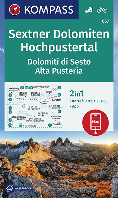 Online bestellen: Wandelkaart 657 Sextner Dolomiten - Hochpustertal | Kompass