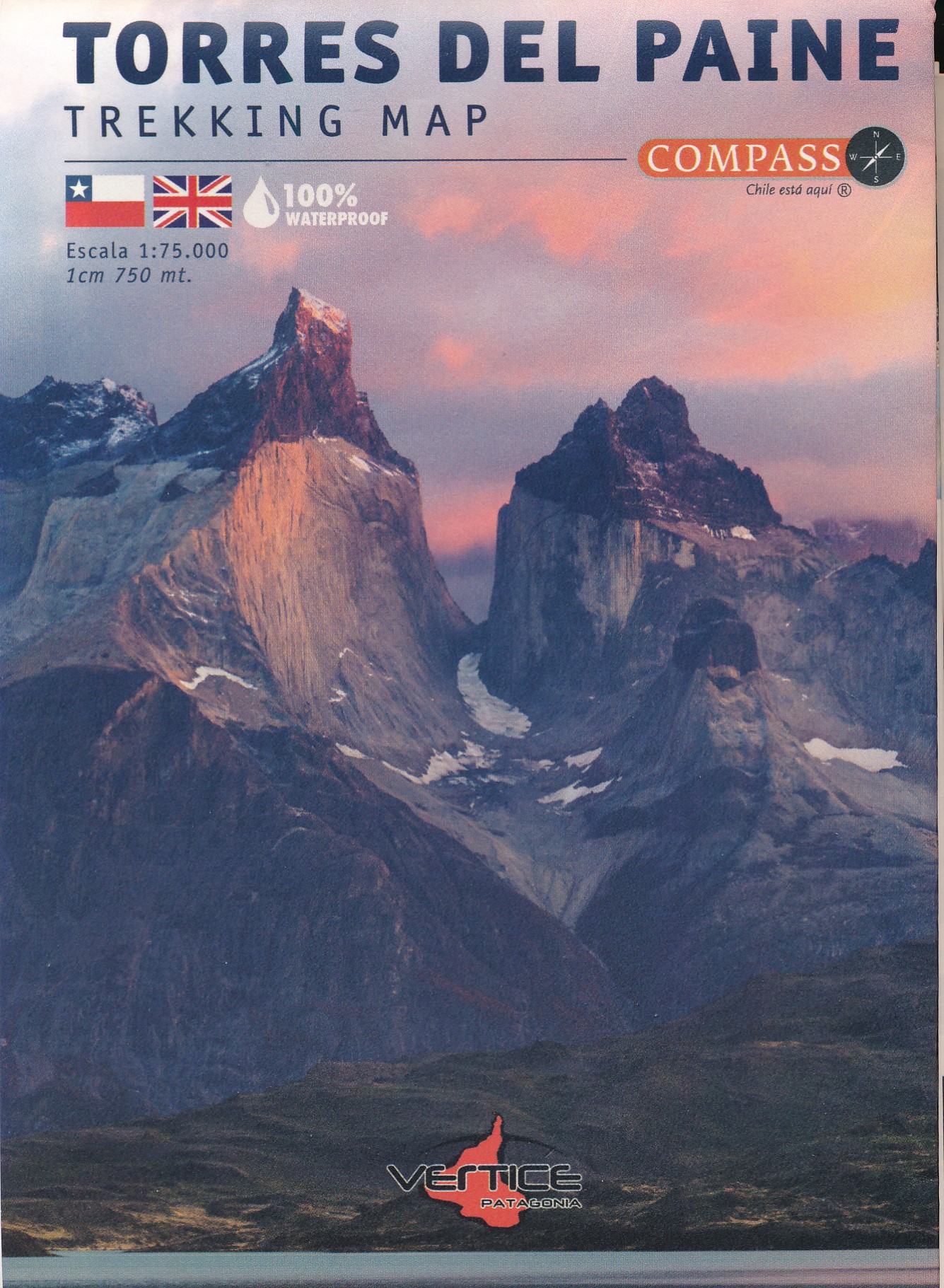 Online bestellen: Wandelkaart Torres del Paine - Chili | Compass Chile
