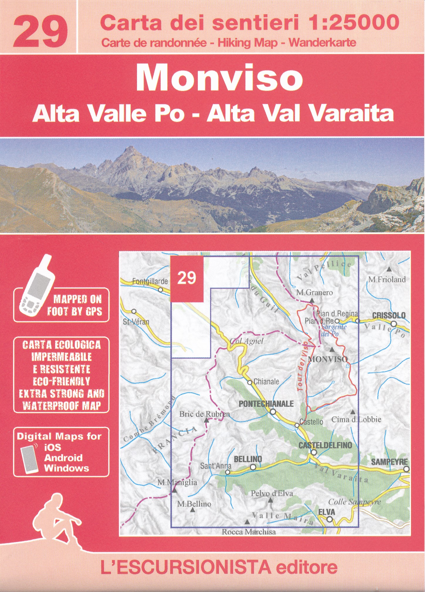 Online bestellen: Wandelkaart 29 Monviso - Monte Viso | L'Escursionista editore