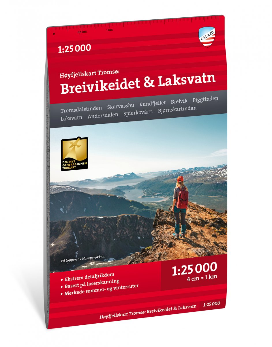 Online bestellen: Wandelkaart Hoyfjellskart Tromso ost - oost - Breivikeidet Laksvatn | Calazo