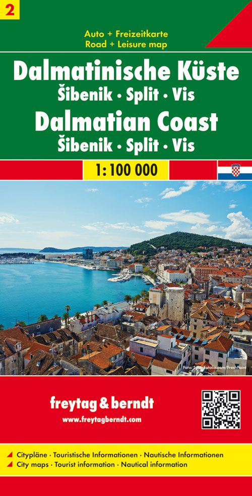 Online bestellen: Wegenkaart - landkaart 02 Dalmatische Kust Sibenik - Split - Vis | Freytag & Berndt