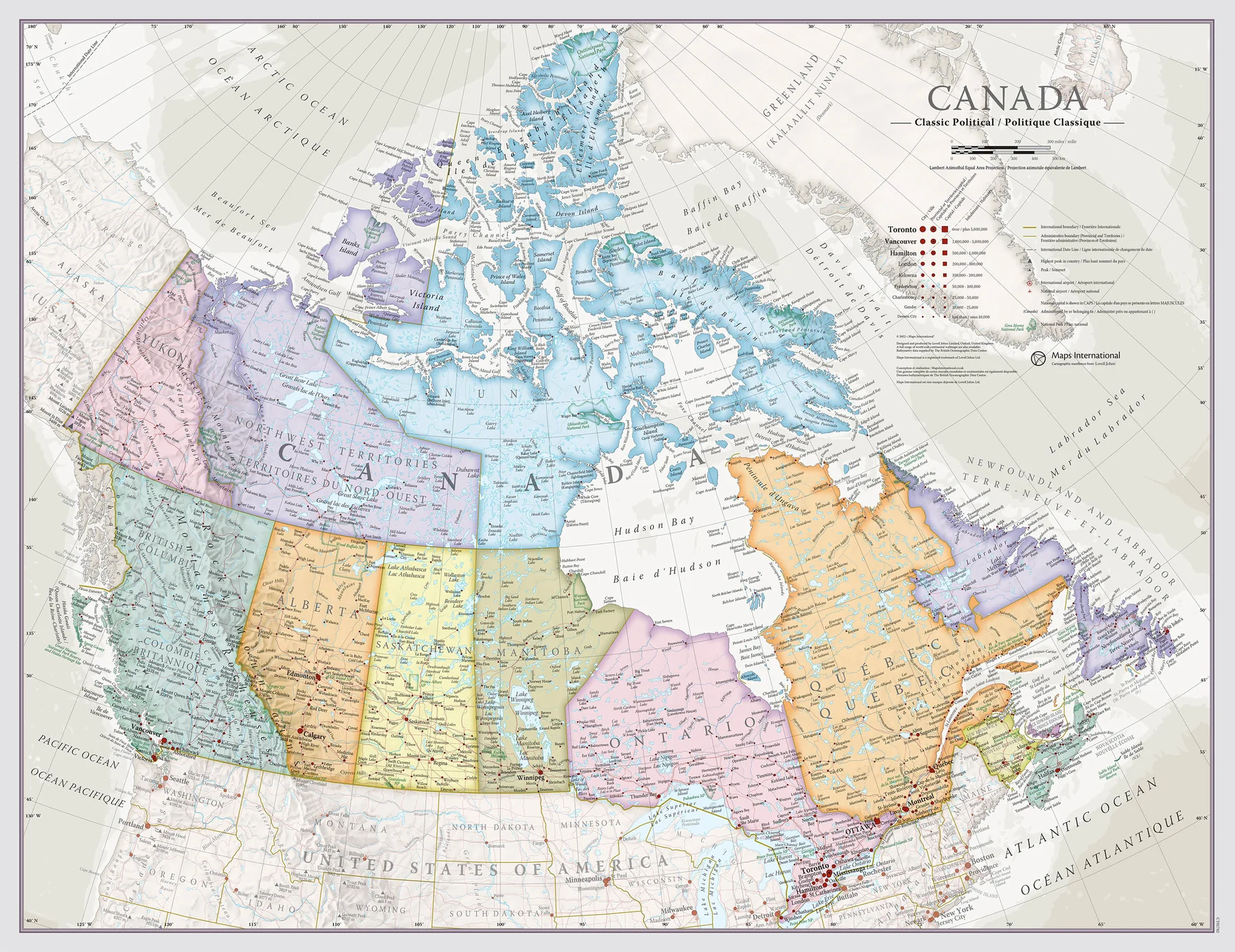 Online bestellen: Wandkaart Classic Canada | 60 x 42 cm | Maps International
