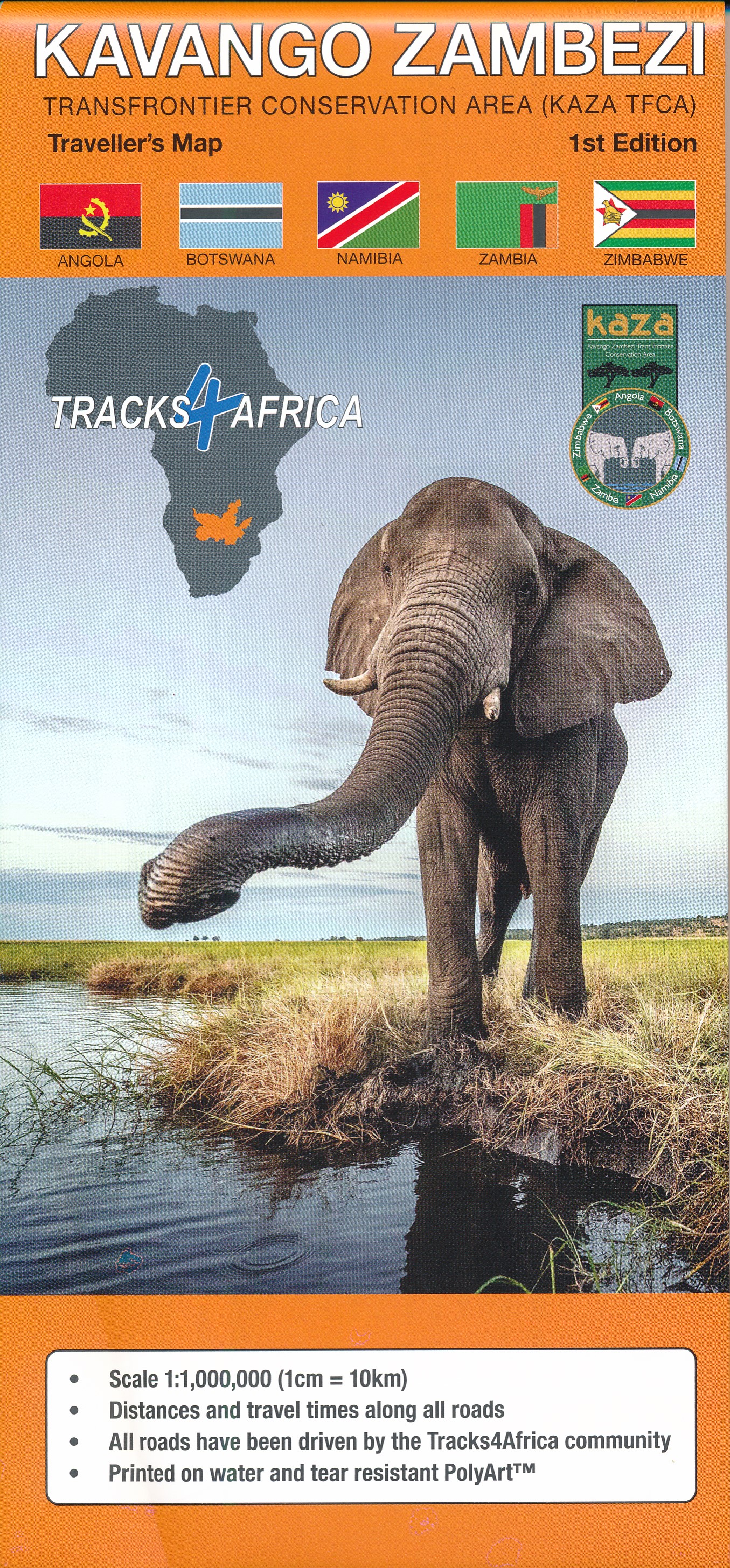 Online bestellen: Wegenkaart - landkaart Kavango (Okavango) - Zambezi | Tracks4Africa