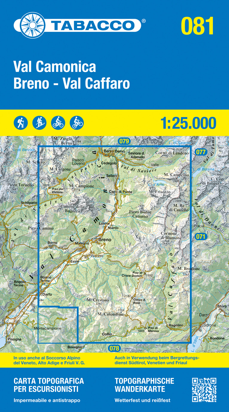 Online bestellen: Wandelkaart 081 Val Camonica - Breno - Val Caffaro | Tabacco Editrice