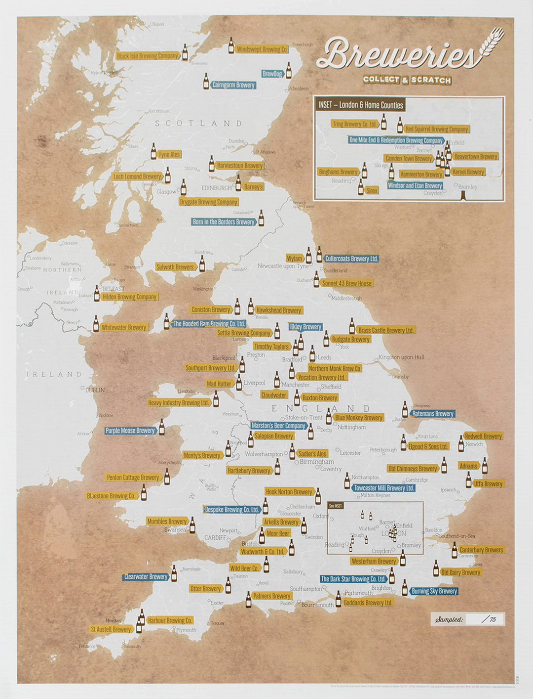 Online bestellen: Scratch Map Bier Brouwerijen Groot-Brittannië Collect & Scratch | Maps International