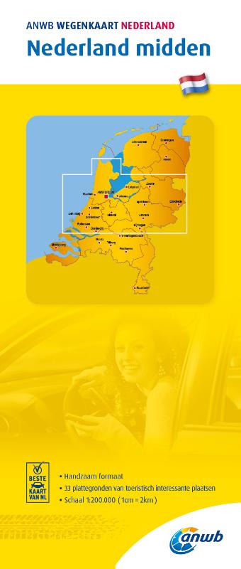 Online bestellen: Wegenkaart - landkaart Wegenkaart Nederland Midden | ANWB Media