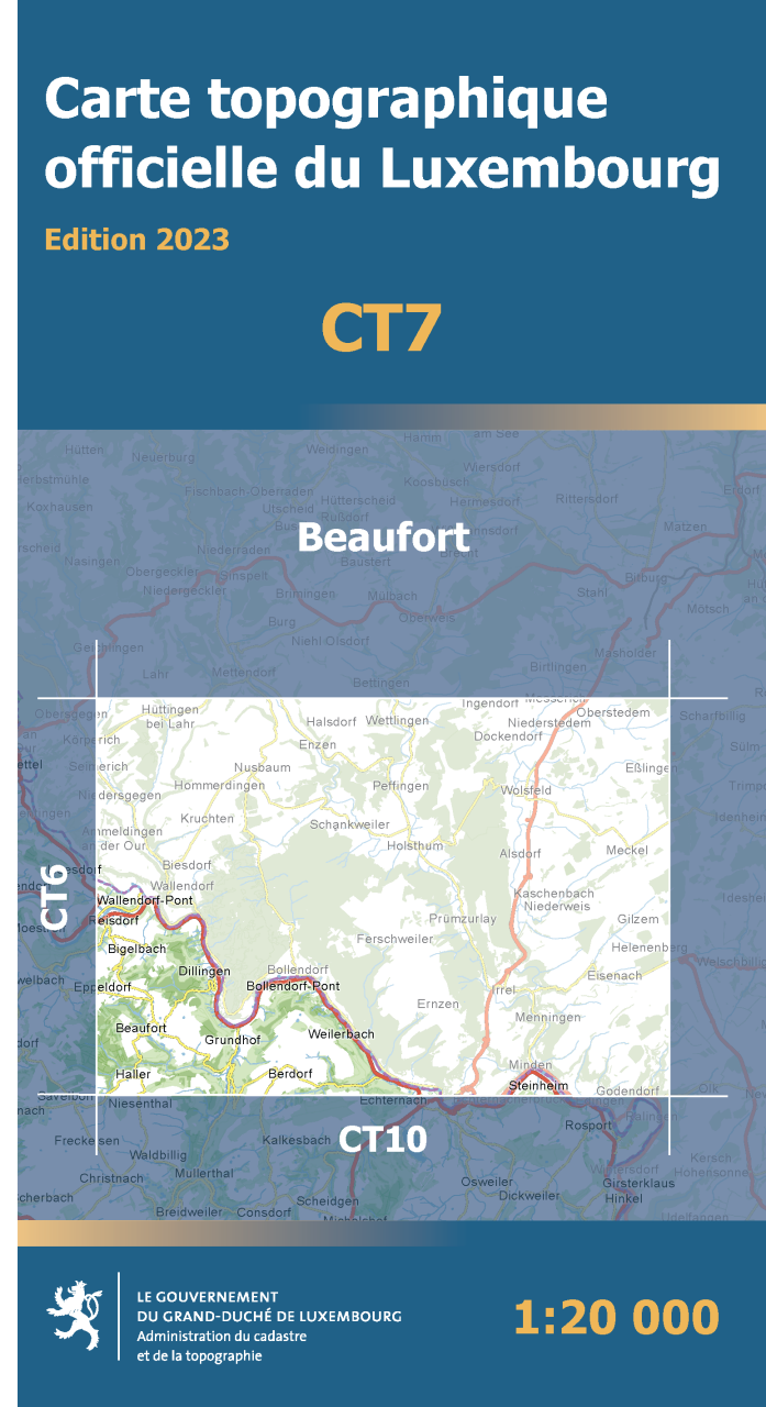 Online bestellen: Topografische kaart - Wandelkaart 7 CT LUX Beaufort | Topografische dienst Luxemburg