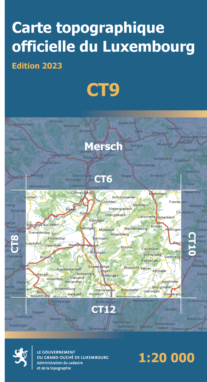 Online bestellen: Topografische kaart - Wandelkaart 9 CT LUX Mersch | Topografische dienst Luxemburg