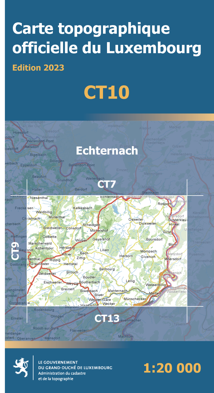 Online bestellen: Topografische kaart - Wandelkaart 10 CT LUX Echternach | Topografische dienst Luxemburg