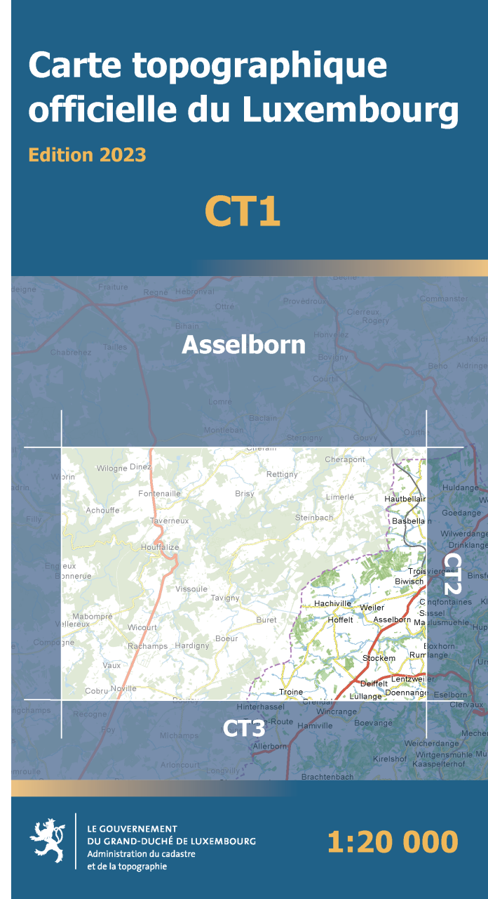 Online bestellen: Topografische kaart 1 CT LUX Asselborn | Topografische dienst Luxemburg