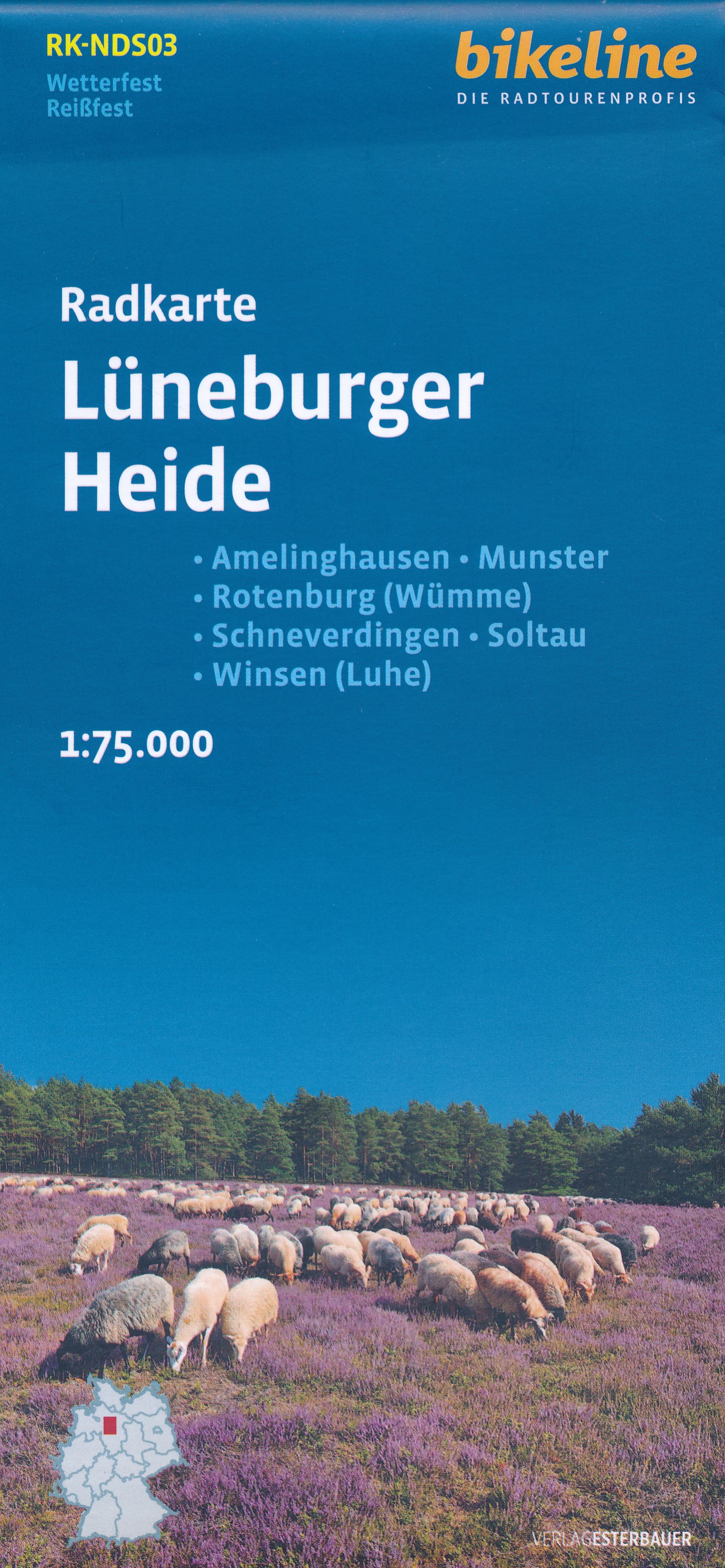 Online bestellen: Fietskaart NDS03 Bikeline Radkarte Luneburger Heide | Esterbauer