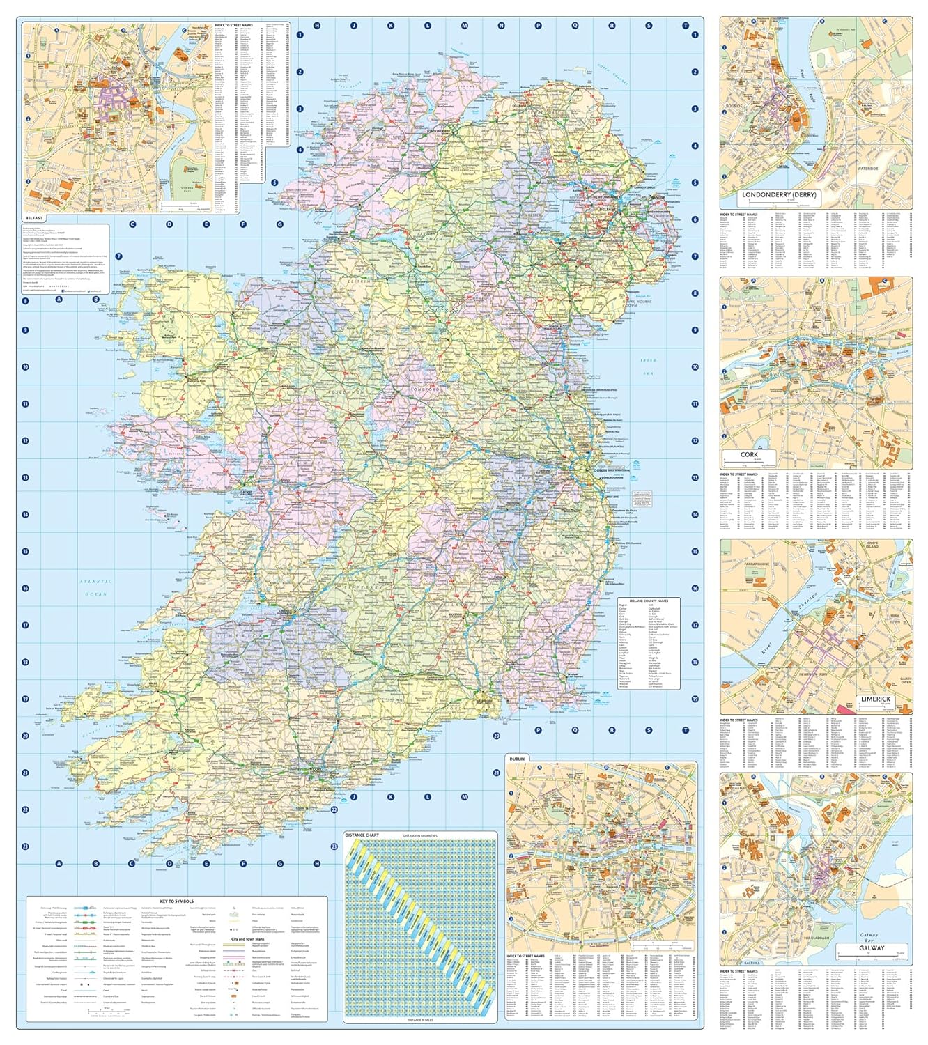 Wegenkaart Landkaart Ireland Ierland Road Map 2025 Collins Ier2 