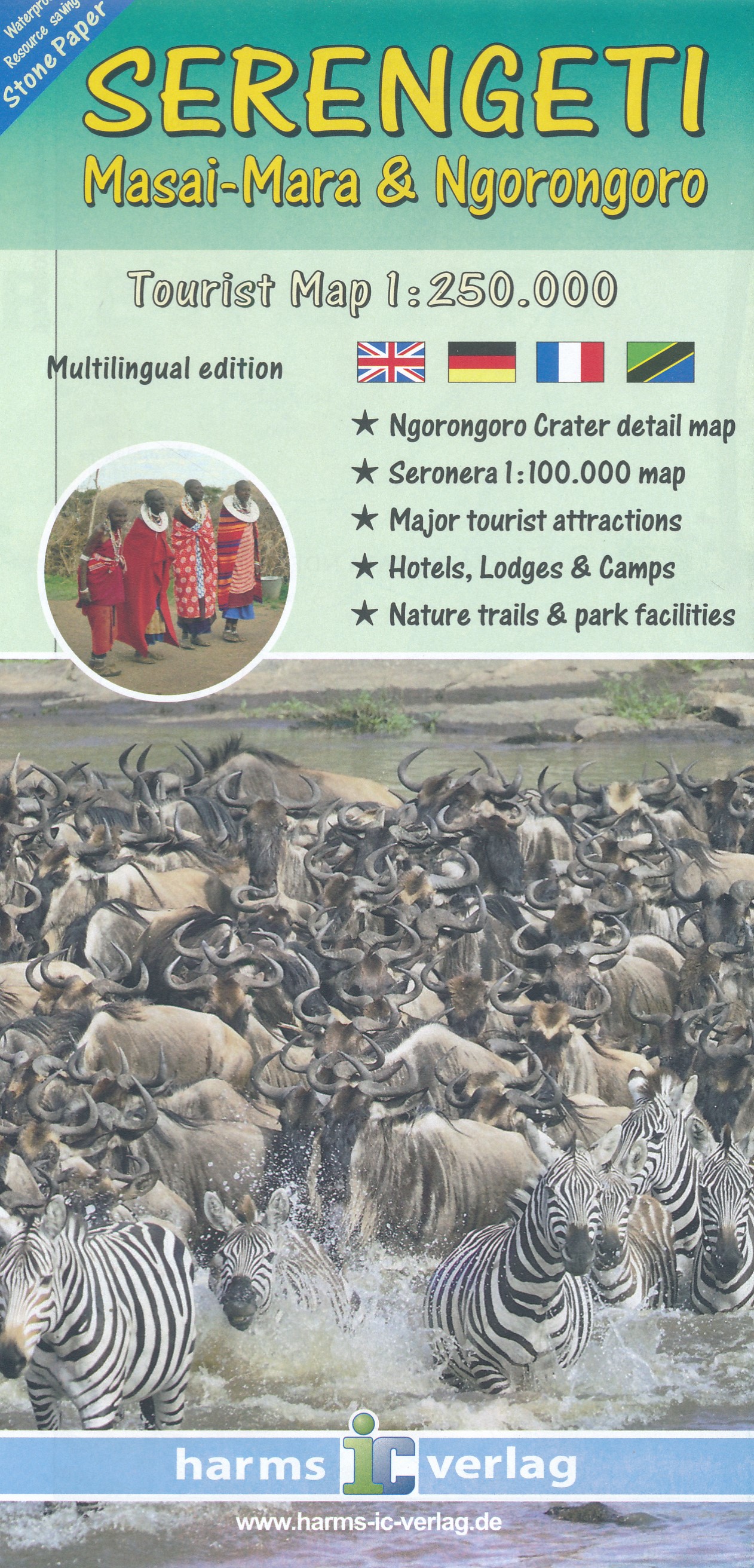 Online bestellen: Wegenkaart - landkaart Serengeti - Masai-Mara - Ngorongoro | Harms IC Verlag