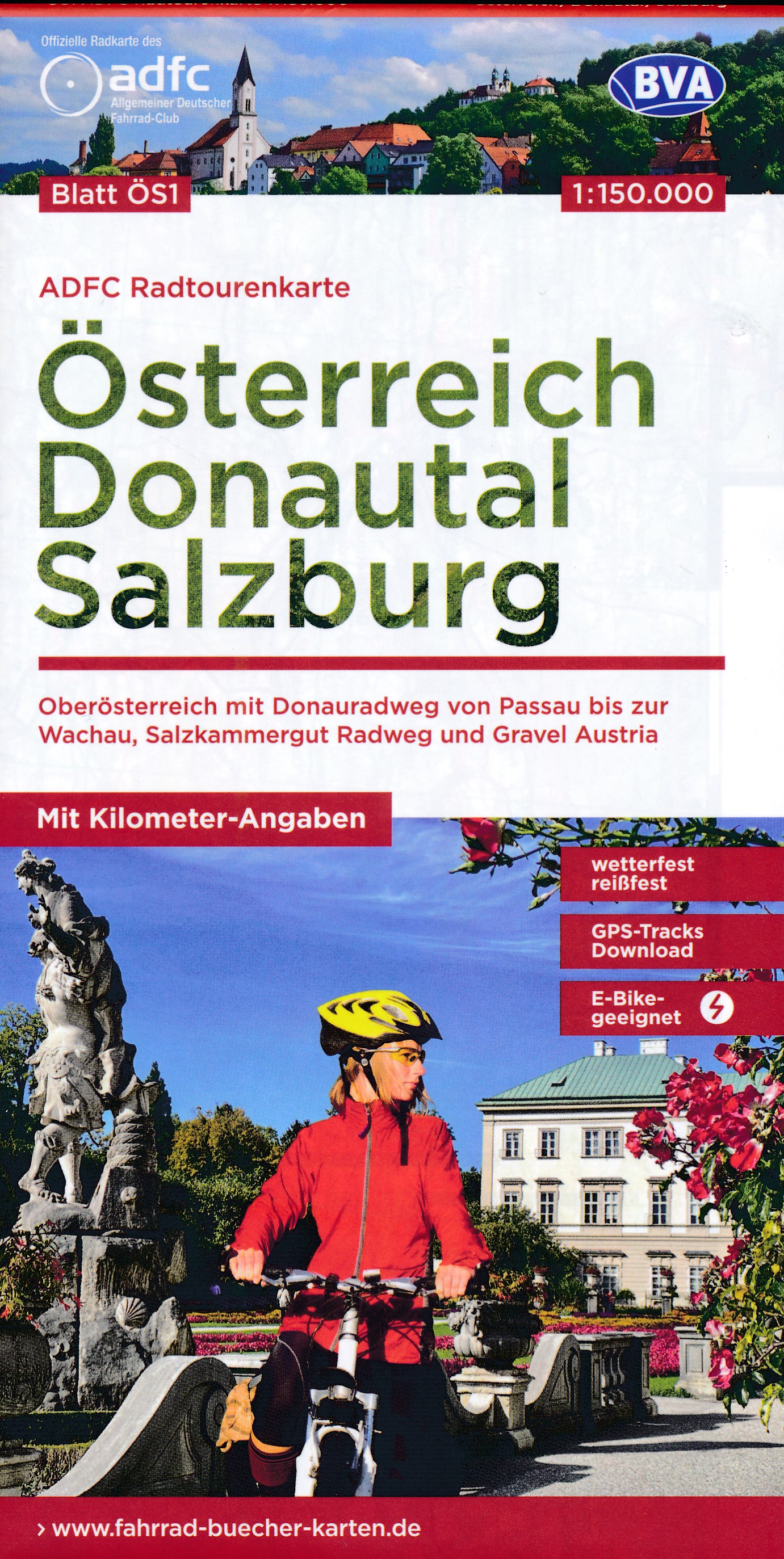 Online bestellen: Fietskaart OS1 ADFC Radtourenkarte Donautal - Salzburg Österreich | BVA BikeMedia