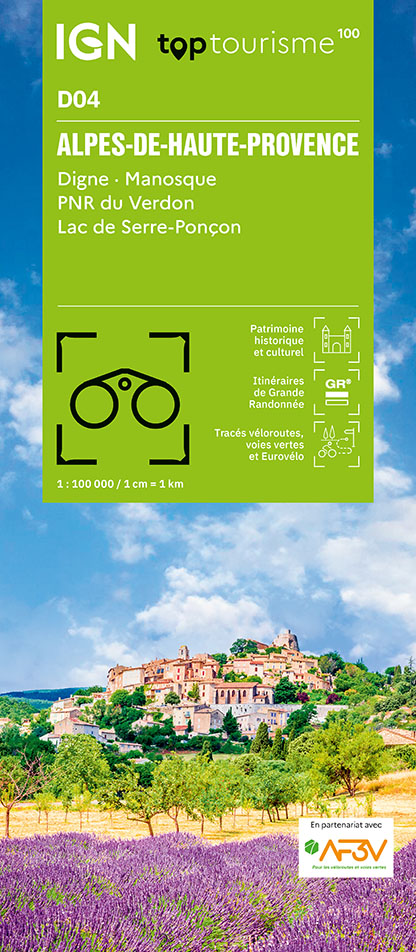 Online bestellen: Wegenkaart - landkaart - Fietskaart D04 Top D100 Alpes-de-Haute-Provence | IGN - Institut Géographique National