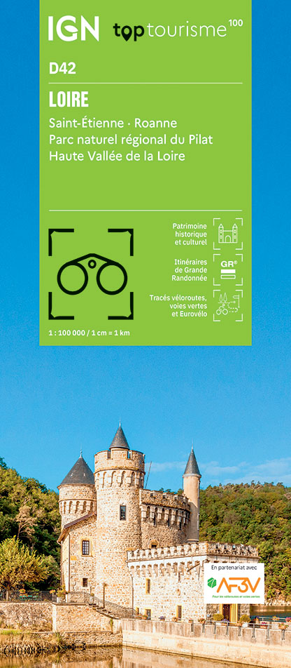 Online bestellen: Wegenkaart - landkaart - Fietskaart D42 Top D100 Loire | IGN - Institut Géographique National