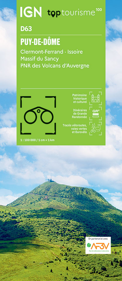 Online bestellen: Wegenkaart - landkaart - Fietskaart D63 Top D100 Puy-de-Dome | IGN - Institut Géographique National