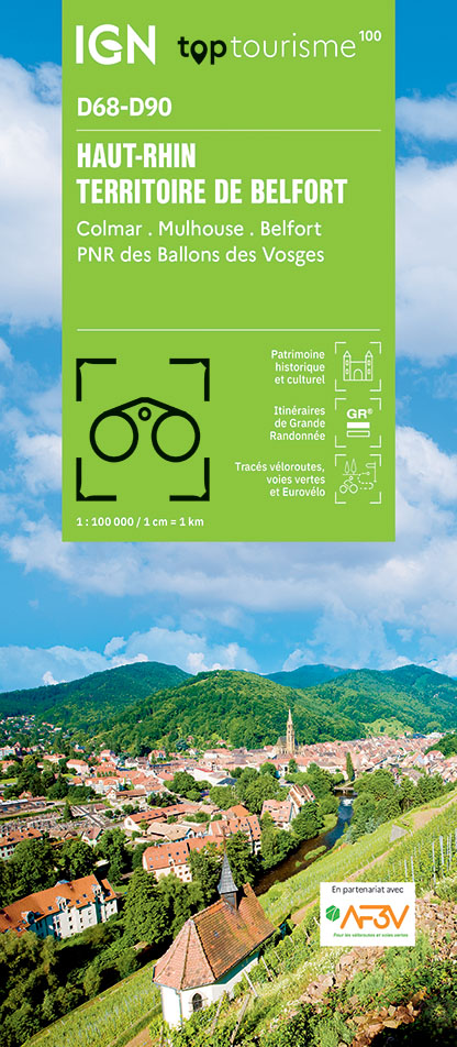 Wegenkaart - landkaart - Fietskaart D68-D90 Top D100 Haut-Rhin, Territ
