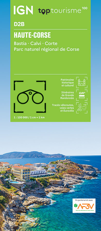 Online bestellen: Wegenkaart - landkaart - Fietskaart D2B Top D100 Haute-Corse, Corsica noord | IGN - Institut Géographique National