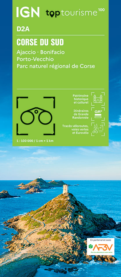 Online bestellen: Wegenkaart - landkaart - Fietskaart D2A Top D100 Corse-de-Sud , Corsica zuid | IGN - Institut Géographique National