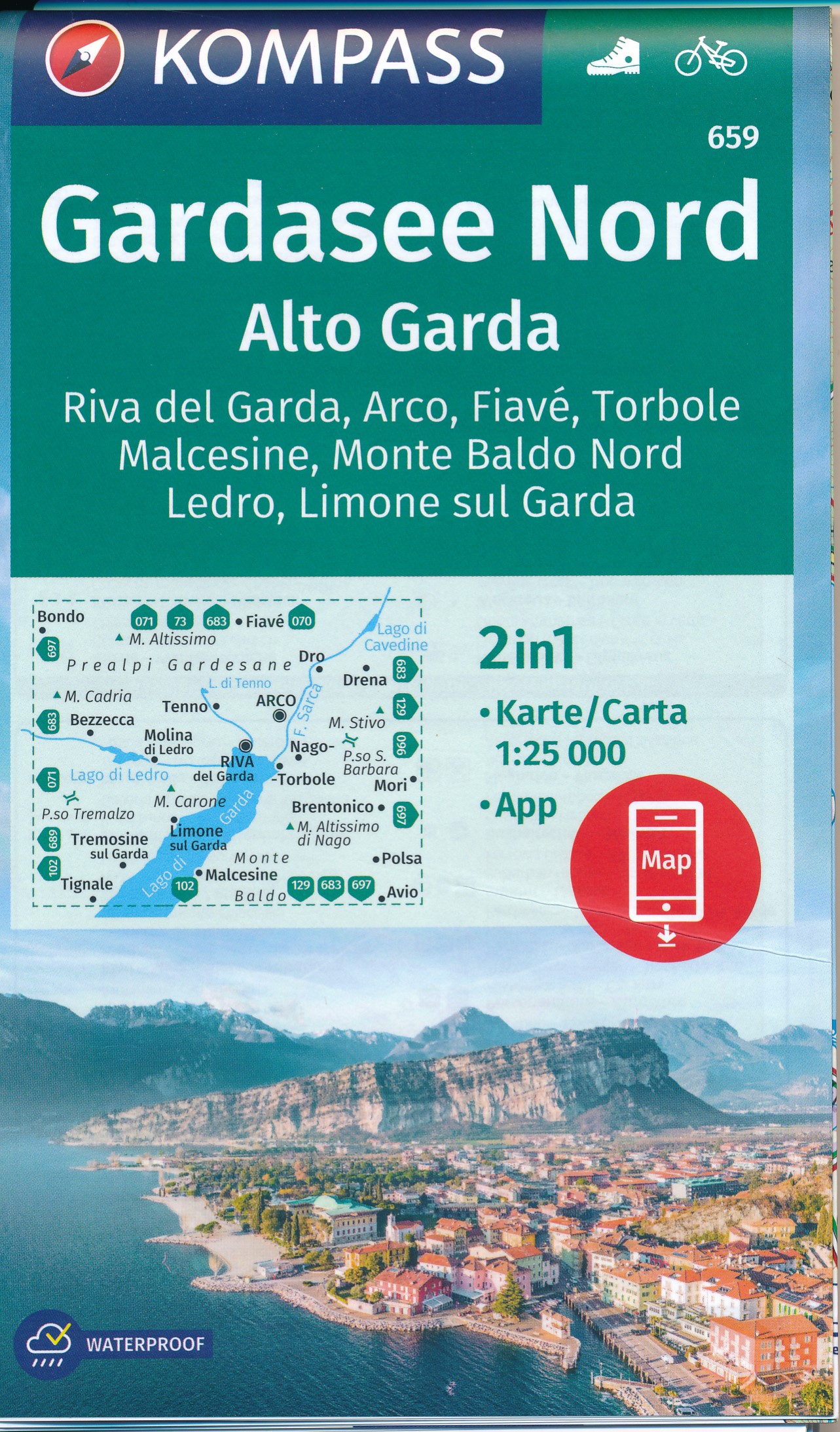 Online bestellen: Wandelkaart 659 Gardasee Nord - Gardameer noord | Kompass