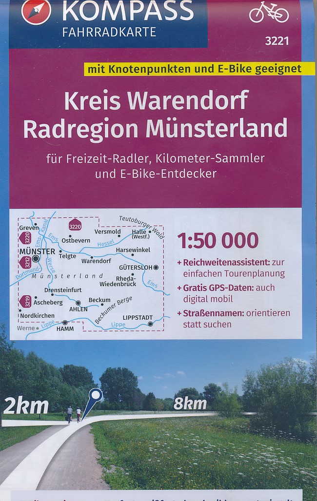 Online bestellen: Fietskaart - Fietsknooppuntenkaart 3221 Kreis Warendorf - Radregion Münsterland | Kompass
