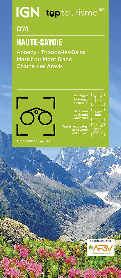 Wegenkaart - landkaart - Fietskaart D74 Top D100 Haute Savoie | IGN -