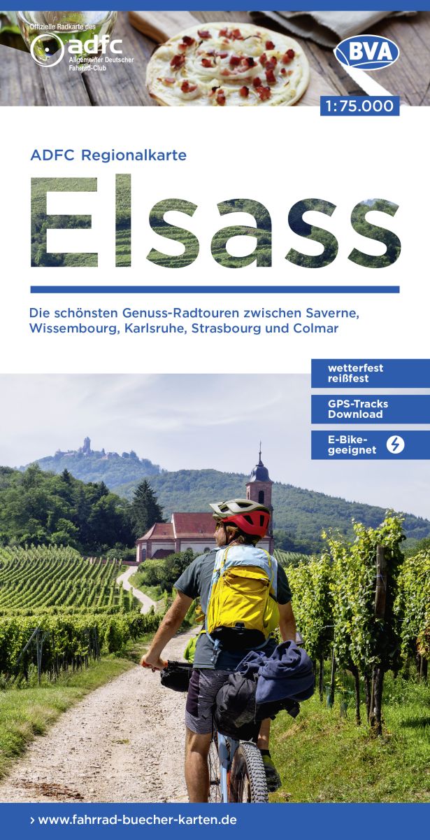 Fietskaart ADFC Regionalkarte Elsass | BVA BikeMedia