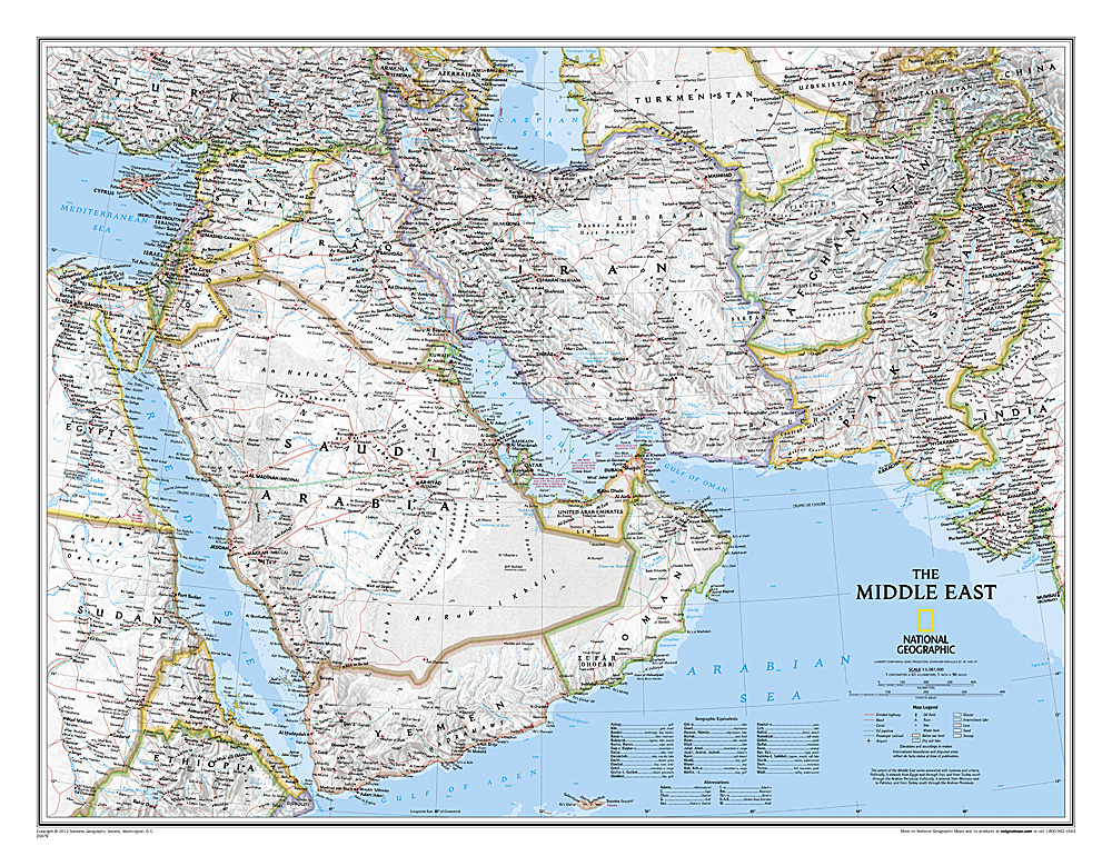 Wandkaart 20079 Midden-Oosten - Middle East | 76 x 58 cm | National Ge