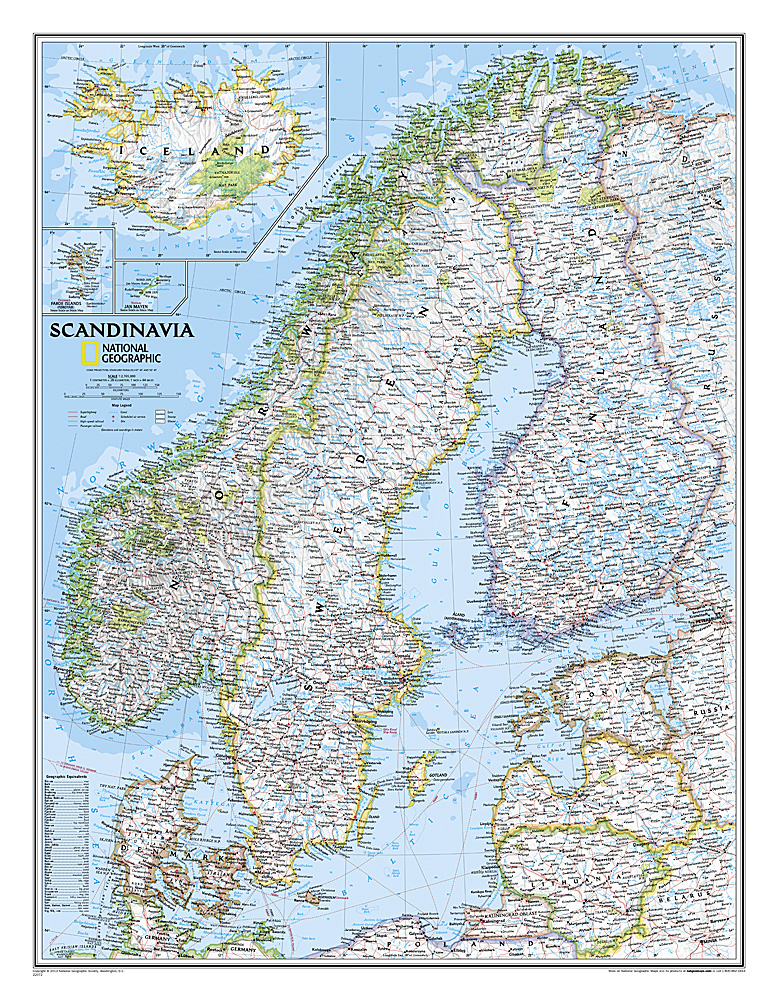 Wandkaart 22072 Scandinavië | 60 x 77 cm | National Geographic