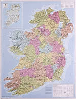 Wegenkaart – landkaart Ierland administratief | 76 x 97 cm | Lascelles