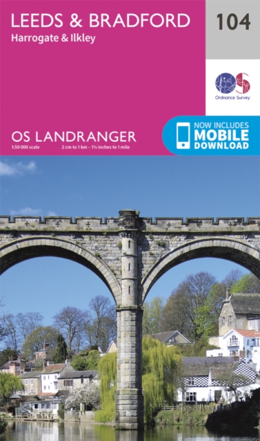 Online bestellen: Wandelkaart - Topografische kaart 104 Landranger Leeds & Bradford, Harrogate & Ilkley | Ordnance Survey