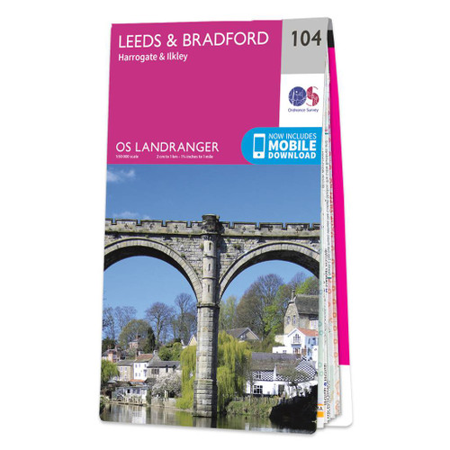 Online bestellen: Wandelkaart - Topografische kaart 104 Landranger Leeds & Bradford, Harrogate & Ilkley | Ordnance Survey