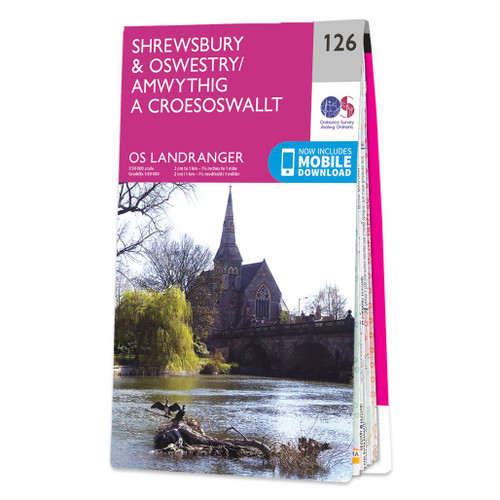 Online bestellen: Wandelkaart - Topografische kaart 126 Landranger Shrewsbury & Oswestry - Wales | Ordnance Survey