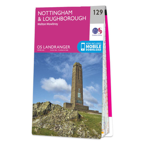 Online bestellen: Wandelkaart - Topografische kaart 129 Landranger Nottingham & Loughborough, Melton Mowbray | Ordnance Survey