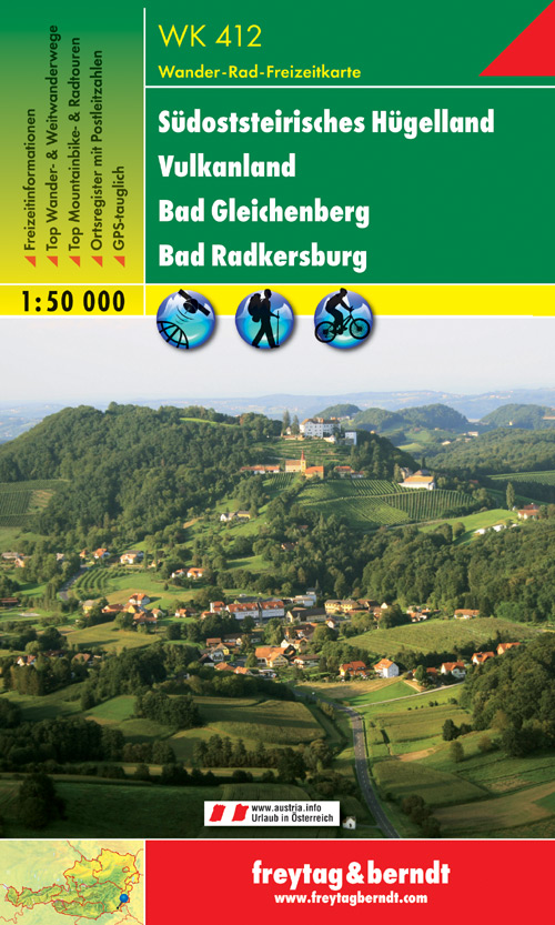 Fietskaart - Wandelkaart 412 Südsteirisches Hügelland - Vulkanland | F