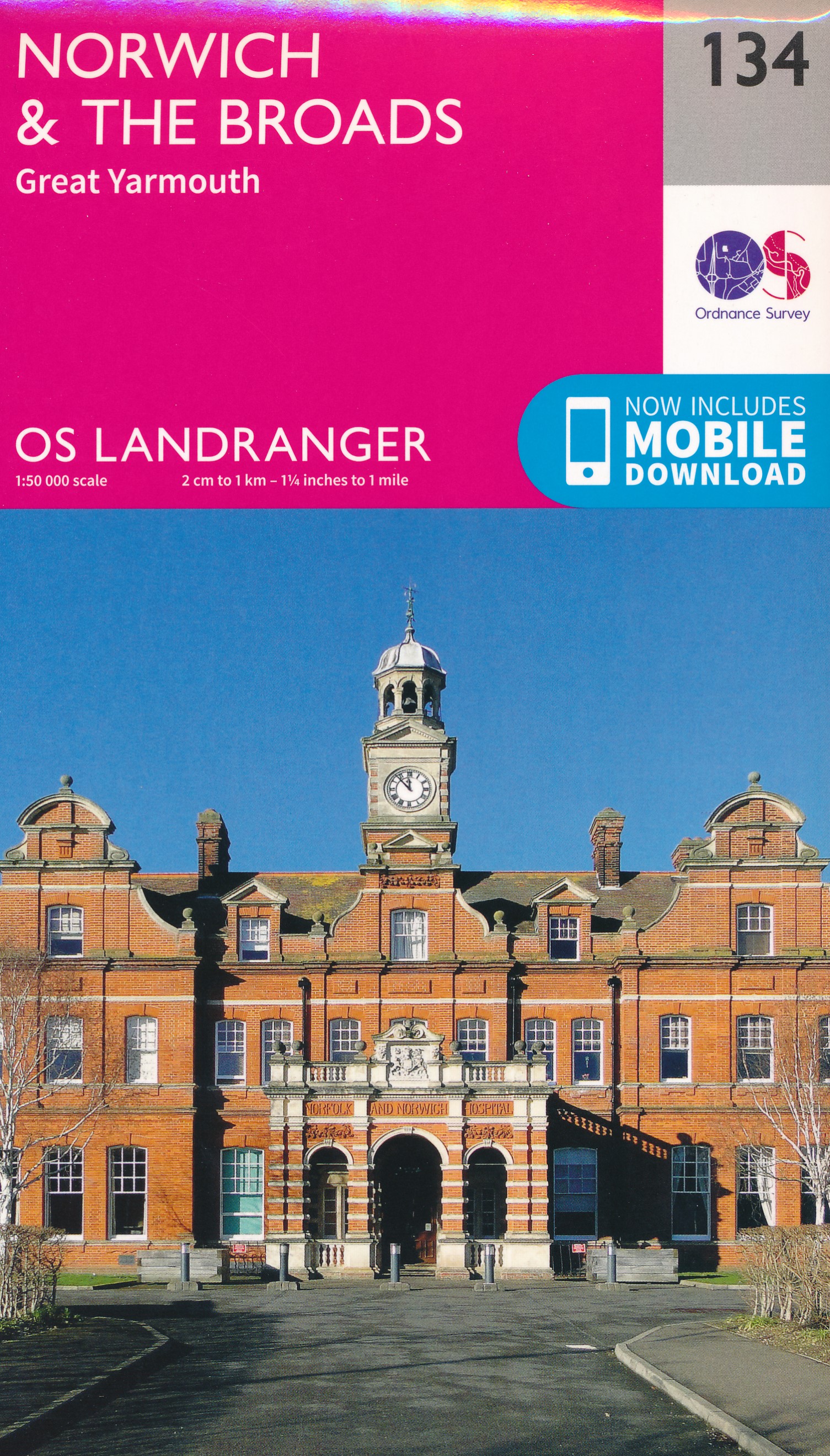 Online bestellen: Wandelkaart - Topografische kaart 134 Landranger Norwich & The Broads, Great Yarmouth | Ordnance Survey