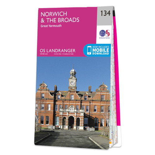 Online bestellen: Wandelkaart - Topografische kaart 134 Landranger Norwich & The Broads, Great Yarmouth | Ordnance Survey