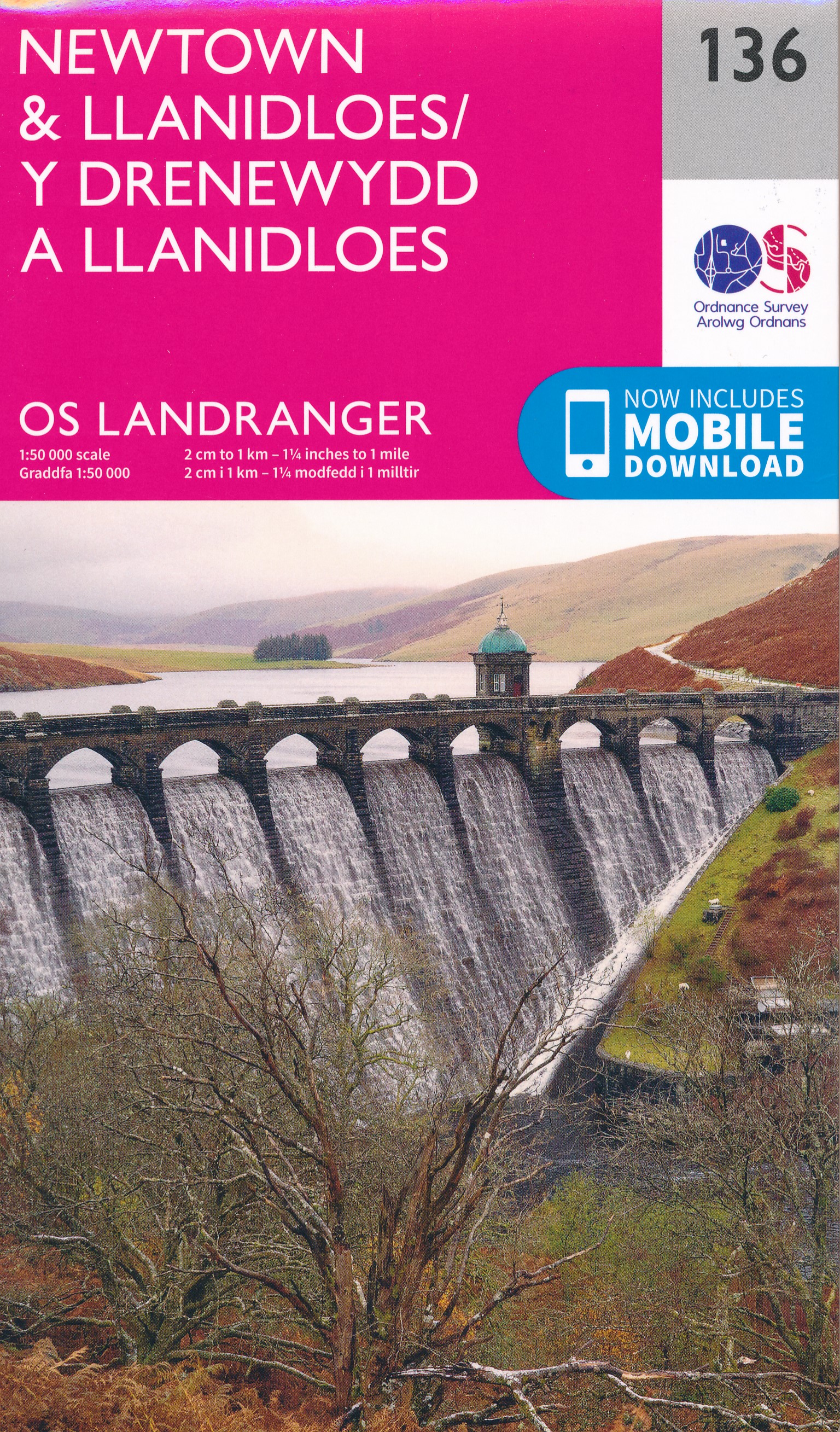 Online bestellen: Wandelkaart - Topografische kaart 136 Landranger Wales - Newtown, Llanidloes | Ordnance Survey