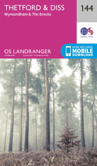 Online bestellen: Wandelkaart - Topografische kaart 144 Landranger Thetford & Diss, Breckland & Wymondham | Ordnance Survey