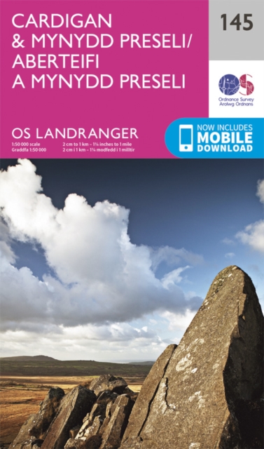 Online bestellen: Wandelkaart - Topografische kaart 145 Landranger Cardigan & Mynydd Preseli - Wales | Ordnance Survey