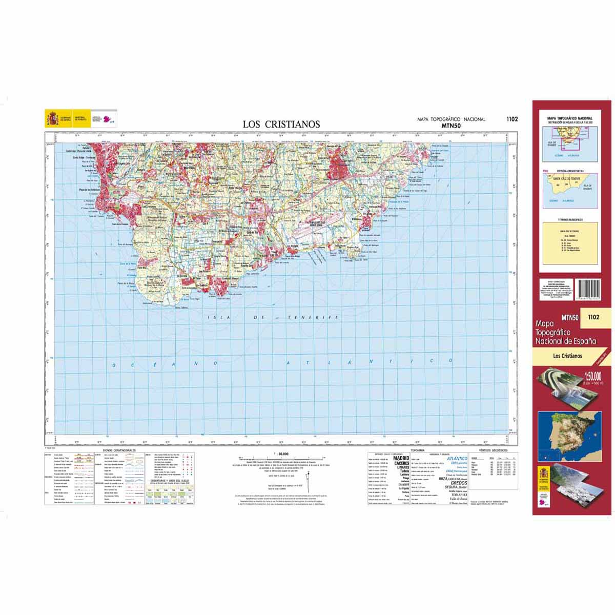 Topografische kaart 1102 MT50 Los Cristianos (Tenerife) | CNIG - Insti