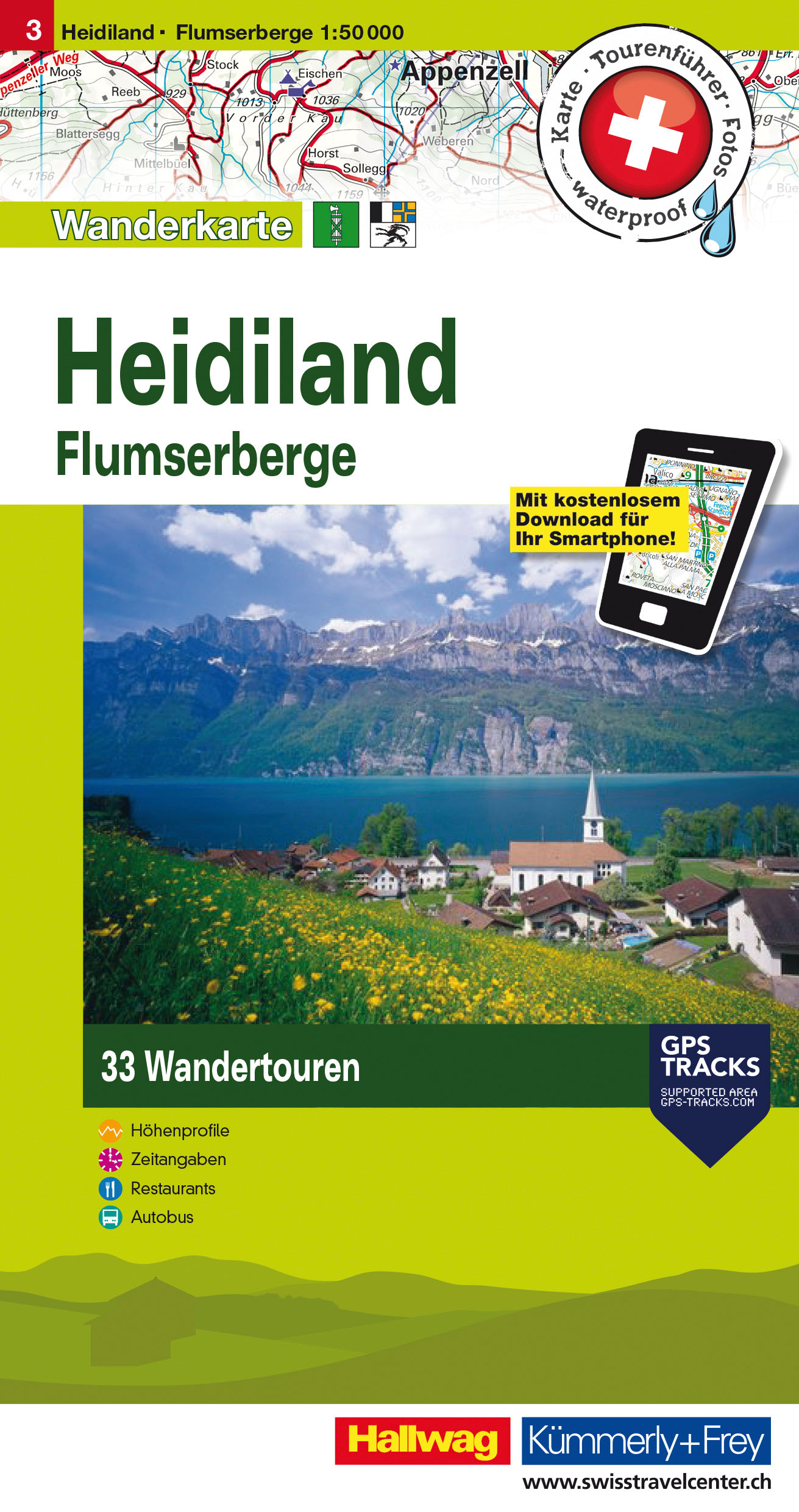 Wandelkaart 3 Heidiland / Flumserberg | Hallwag