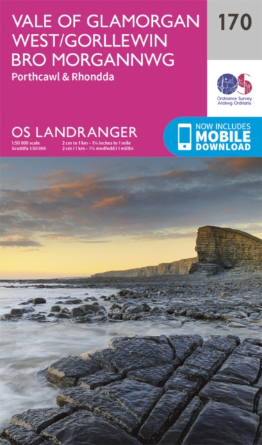 Online bestellen: Wandelkaart - Topografische kaart 170 Landranger Vale of Glamorgan, Rhondda & Porthcawl Wales | Ordnance Survey