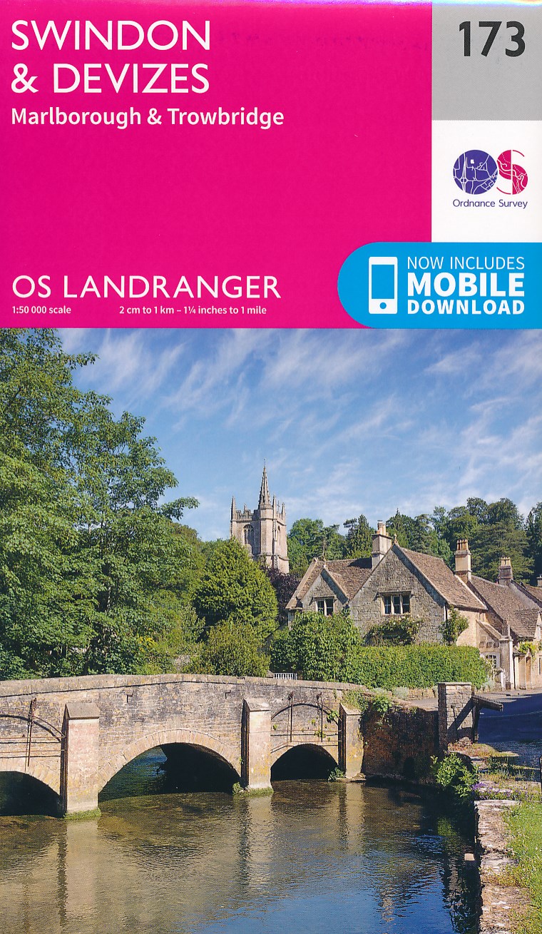 Online bestellen: Wandelkaart - Topografische kaart 173 Landranger Swindon & Devizes, Marlborough & Trowbridge | Ordnance Survey