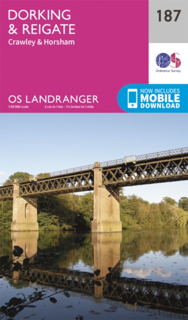 Online bestellen: Wandelkaart - Topografische kaart 187 Landranger Dorking, Reigate & Crawley area | Ordnance Survey
