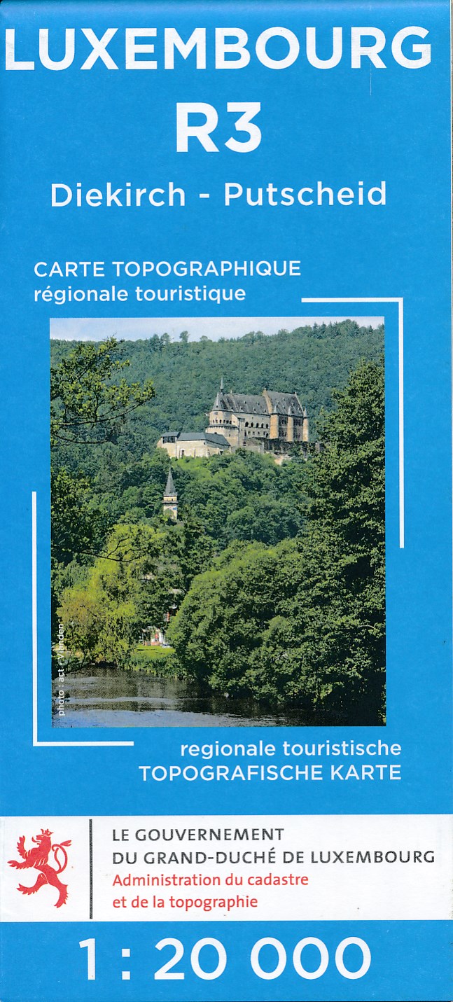 Online bestellen: Wandelkaart - Topografische kaart R3 Luxemburg Diekirch - Putscheid - Ettelbruck - Vianden | Topografische dienst Luxemburg