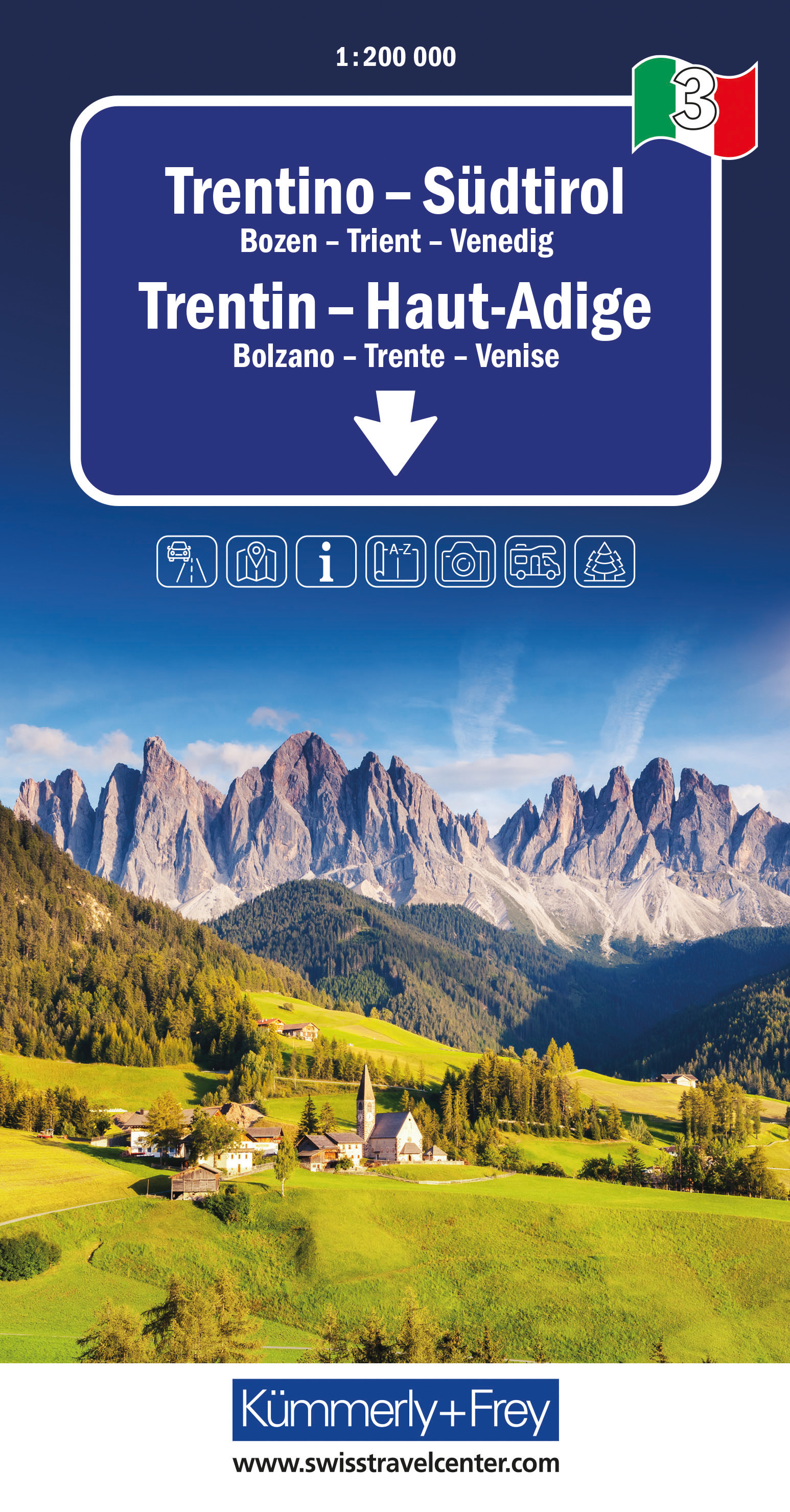 Online bestellen: Wegenkaart - landkaart 03 Trentino - Sudtirol, Zuid Tirol | Kümmerly & Frey