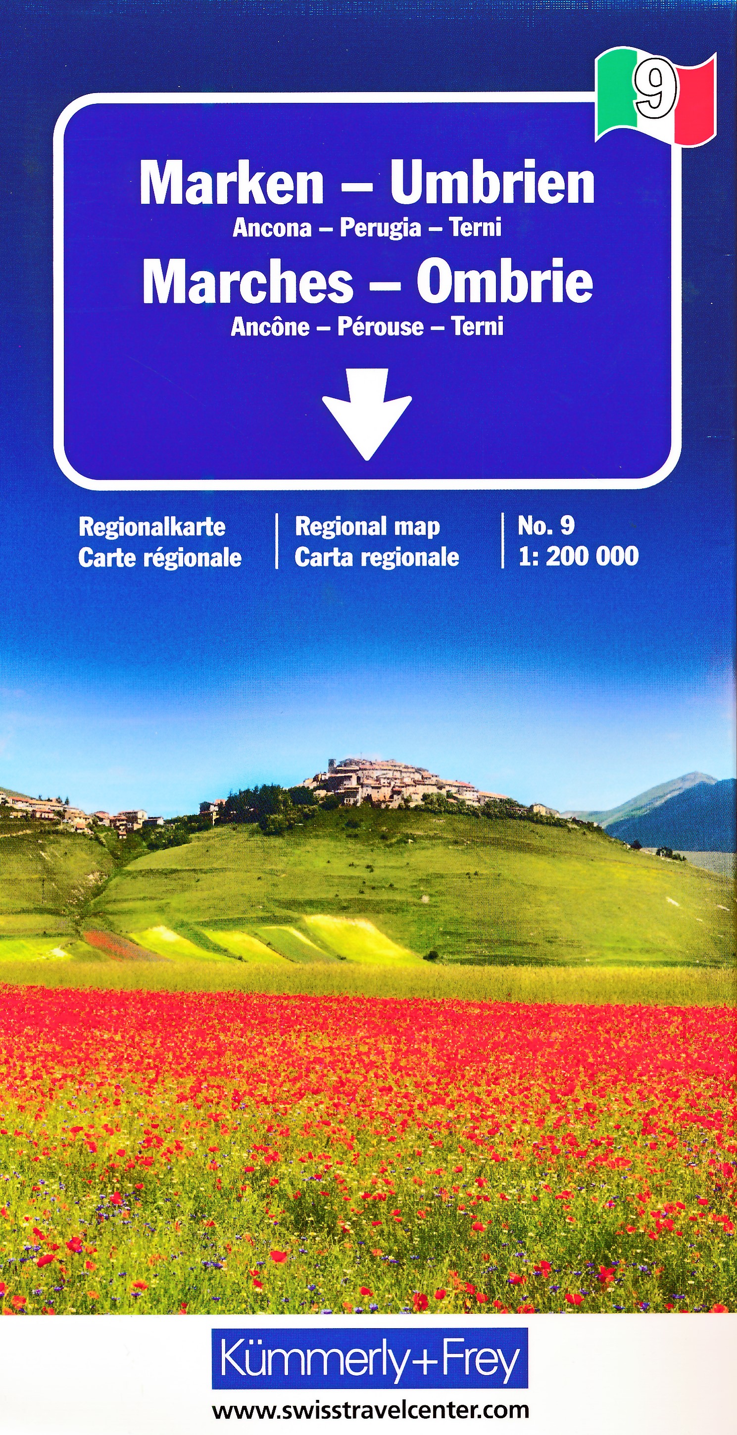 Online bestellen: Wegenkaart - landkaart 09 Marken - Marches, Umbria - Umbrie | Kümmerly & Frey