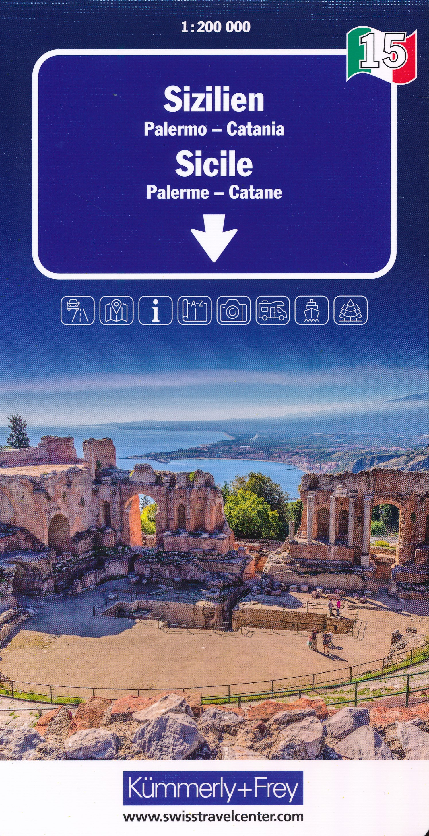 Online bestellen: Wegenkaart - landkaart 15 Sicilie - Sicily | Kümmerly & Frey